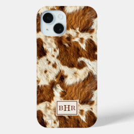 Gepunktetes braunes Rindsleder mit Monogramm Case-Mate iPhone Hülle
