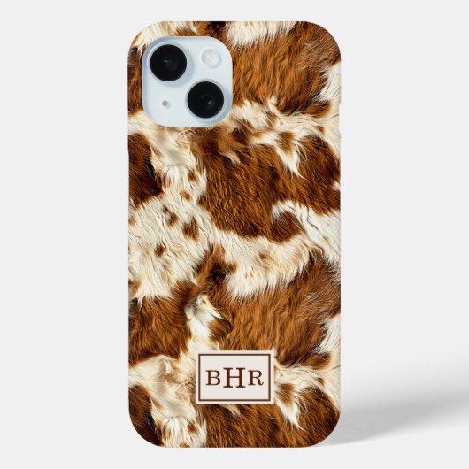 Gepunktetes braunes Rindsleder mit Monogramm Case-Mate iPhone Hülle (Rückseite)