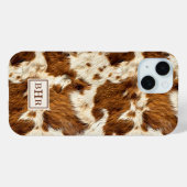 Gepunktetes braunes Rindsleder mit Monogramm Case-Mate iPhone Hülle (Rückseite (Horizontal))