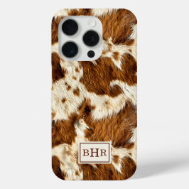 Gepunktetes braunes Rindsleder mit Monogramm Case-Mate iPhone Hülle