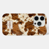 Gepunktetes braunes Rindsleder mit Monogramm Case-Mate iPhone Hülle (Rückseite (Horizontal))