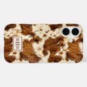 Gepunktetes braunes Rindsleder mit Monogramm Case-Mate iPhone Hülle (Rückseite (Horizontal))