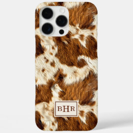 Gepunktetes braunes Rindsleder mit Monogramm iPhone 16 Pro Max Hülle