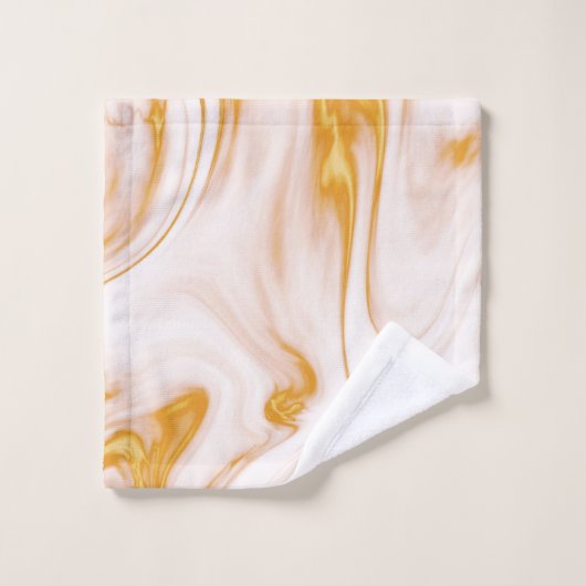 Gepunktetes Gold und weißer Marmor Badhandtuch Set (Waschlappen)