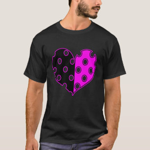 Gepunktetes Herz in Schwarz und Rosa T-Shirt
