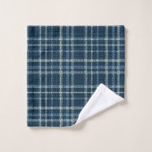 Gepunktetes kariertes Muster. grau-blau. Badhandtuch Set (Waschlappen)