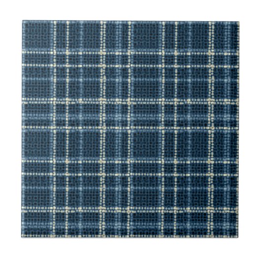 Gepunktetes kariertes Muster. grau-blau. Fliese (Vorderseite)