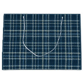 Gepunktetes kariertes Muster. grau-blau. Große Geschenktüte (Vorderseite)