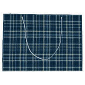 Gepunktetes kariertes Muster. grau-blau. Große Geschenktüte (Rückseite)
