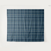 Gepunktetes kariertes Muster. grau-blau. Wandteppich (Vorderseite (Horizontal))