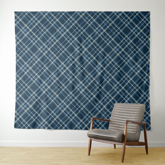 Gepunktetes Karomuster. Grau-Blau. Wandteppich (Beispiel (Horizontal))