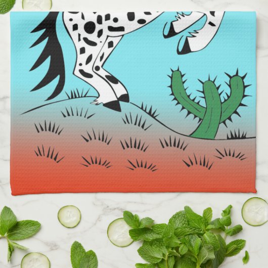 Gepunktetes Pferd in der Wüste Küche Handtuch (Gefaltet)