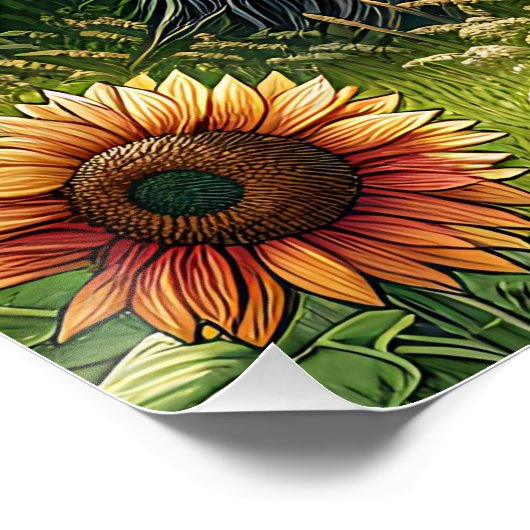 Gepunktetes Pferd, rustikaler Stall, Sonnenaufgang Poster (Ecke)