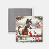 Gepunktetes Pinto Pferd und Kardinal Weihnachten Magnet (Vorderseite/Rückseite)