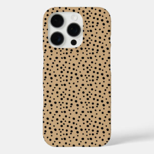 Gepunktetes Tan Black Dots Muster iPhone 16 Pro Hülle