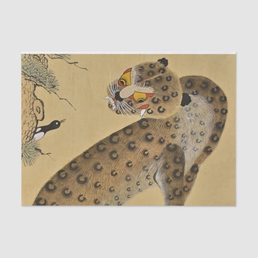 Gepunktetes Tiger Minhwa mit Magpie Seidenpapier (Vorderseite)