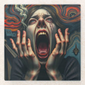 gequälter Frauenschrei Glasuntersetzer (Vorderseite)