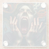 gequälter Frauenschrei Glasuntersetzer (Rückseite)