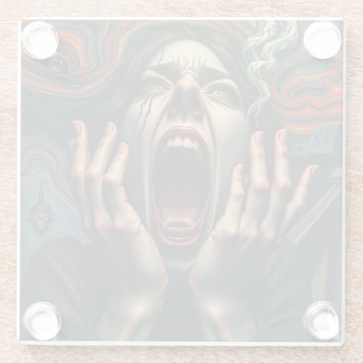 gequälter Frauenschrei Glasuntersetzer (Rückseite)