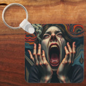 gequälter Frauenschrei Schlüsselanhänger (Vorderseite)