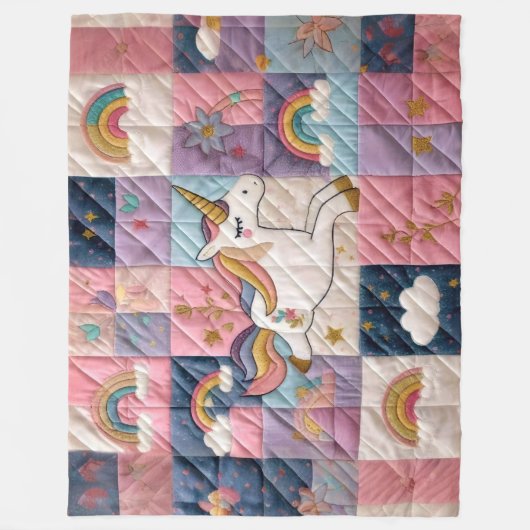 gequiltes Einhorn Fleecedecke (Vorderseite)