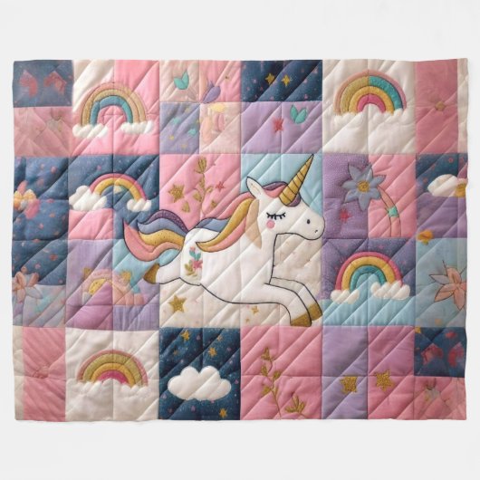 gequiltes Einhorn Fleecedecke (Vorderseite (Horizontal))
