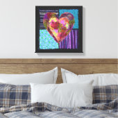 gequiltes Herz gezackte Canvas Leinwanddruck (Insitu (Schlafzimmer))