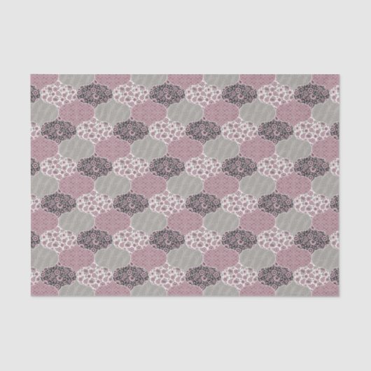 Gequiltes marokkanisches Südwest-Rosa-Blatt Grau-B Seidenpapier (Vorderseite)