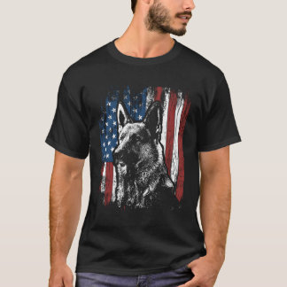Ger Shepherd 4. Juli Amerikanische Flagge T-Shirt