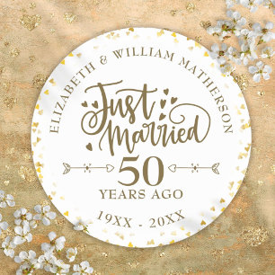 Gerade 50. Hochzeitstag geheiratet Runder Aufkleber