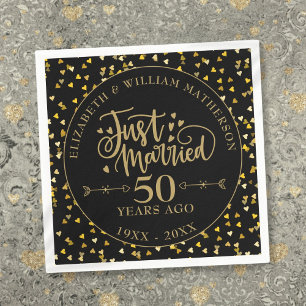 Gerade 50. Hochzeitstag schwarz und gold gefeiert Serviette