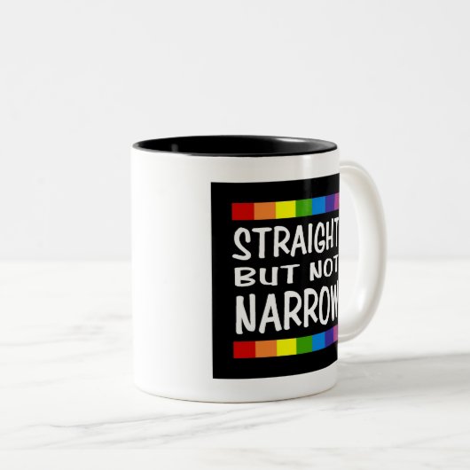 Gerade aber nicht Enge-Tasse Zweifarbige Tasse (VorderseiteRechts)