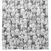 gerade Alpakas Schwarz-weiß Duschvorhang (Vorderseite)