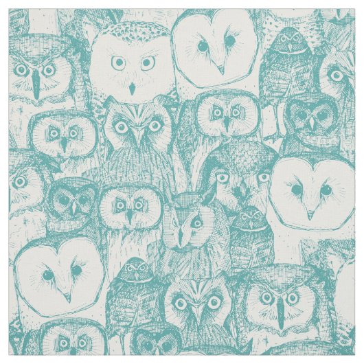gerade aquamarines Blau der Eulen Stoff (Muster)