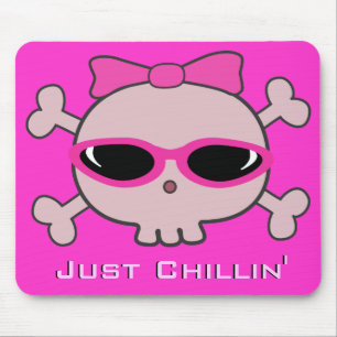 Gerade Chillin rosa Cartoon-Schädel mit Mousepad