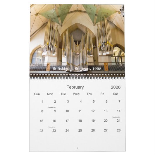 Gerade Deutschland - Pfeifenorgelkalender Kalender (Feb 2026)