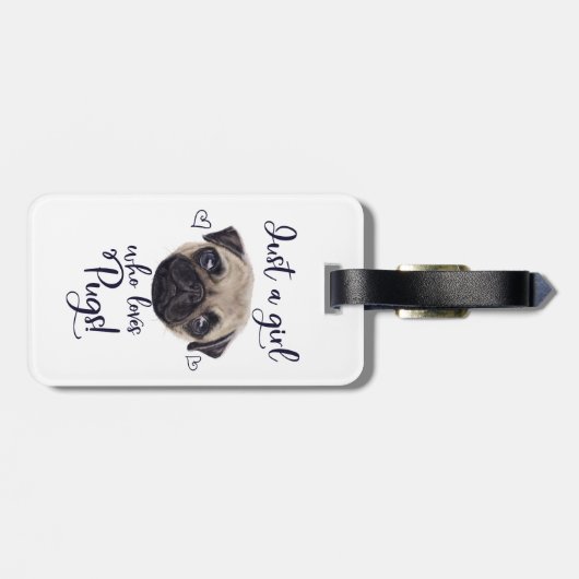 Gerade ein Mädchen das Liebe-Möpse Gepäckanhänger (Rückseite horizontal)