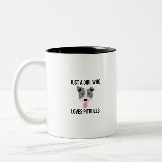 Gerade ein Mädchen das Lieben Pitbulls lustiges Zweifarbige Tasse (Links)