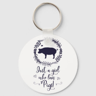 Gerade ein Mädchen das Lieben Schwein-Silhouette Schlüsselanhänger