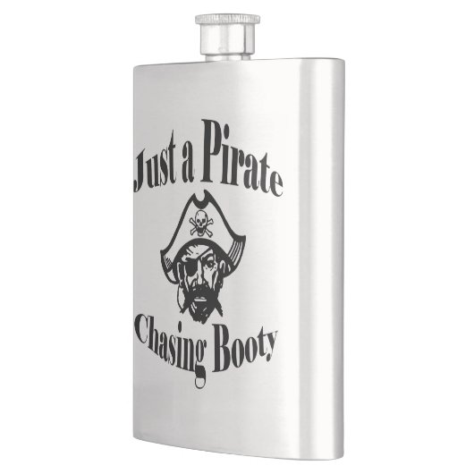 Gerade ein Pirat, der Hintern - schwarzes Gesicht Flachmann (Links)