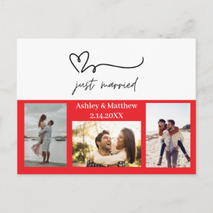 Gerade erst Heiratet 3 Foto Hochzeitsanzeige Postkarte