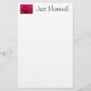 Gerade erst verheiratet! Schreibwaren PINK Rose Bl Briefpapier