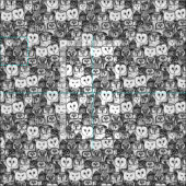 gerade Eulen Schwarz-weiß Stoff (Kachel)