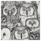 gerade Eulen Schwarz-weiß Stoff (Nahaufnahme)