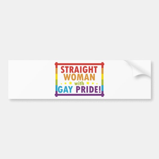 Gerade Frau mit Gay Pride Autoaufkleber (Vorne)