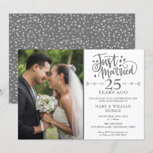 Gerade geheiratet 25. Hochzeitstag Hochzeitsfoto Einladung