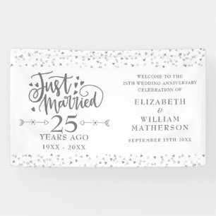 Gerade geheiratet 25. Hochzeitstag Willkommensschi Banner