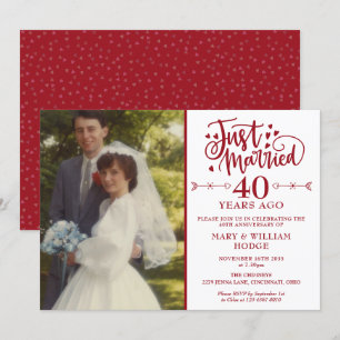 Gerade geheiratet 40. Hochzeitsjubiläum Hochzeitsf Einladung
