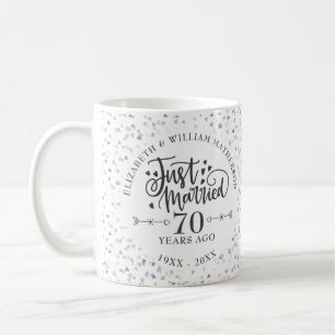 Gerade geheiratet 70. Hochzeitstag Liebesherzen Kaffeetasse
