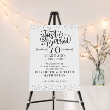 Gerade geheiratet 70. Hochzeitstag Willkommensschi